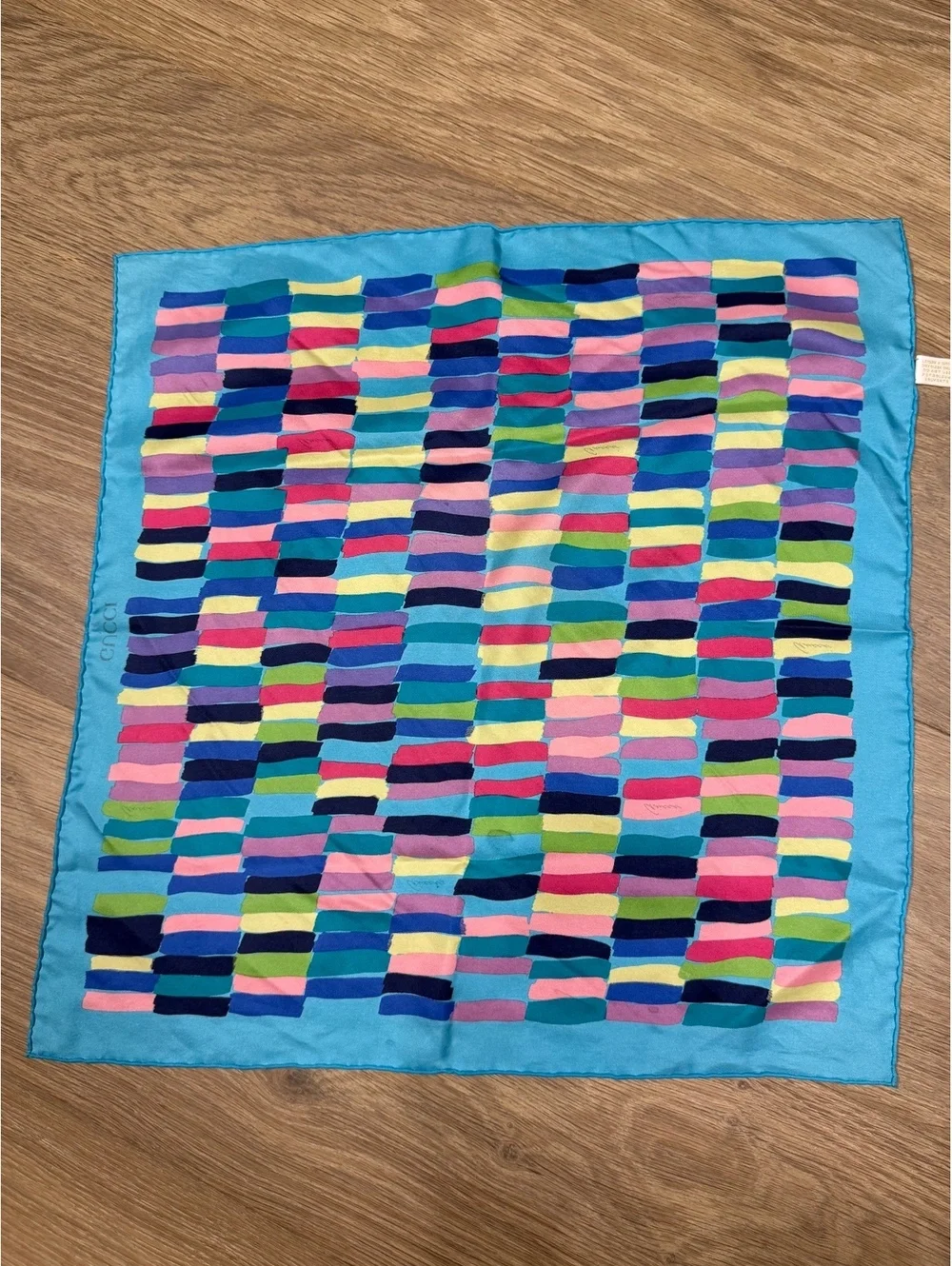 Vintage Guccis Silk 1970s 1980s Scarf 18” Abstract Color Block Made in Italy